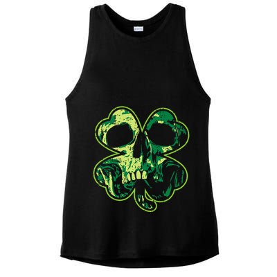 Shamrock Clover Skull Cool Irish St Patricks Day Ladies PosiCharge Tri-Blend Wicking Tank