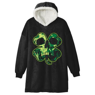 Shamrock Clover Skull Cool Irish St Patricks Day Hooded Wearable Blanket