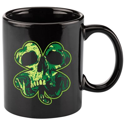 Shamrock Clover Skull Cool Irish St Patricks Day 11oz C Handle Ceramic Mug