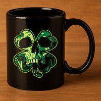 Shamrock Clover Skull Cool Irish St Patricks Day 11oz C Handle Ceramic Mug