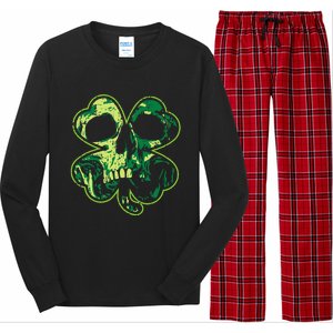 Shamrock Clover Skull Cool Irish St Patricks Day Long Sleeve Pajama Set