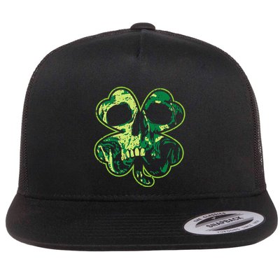 Shamrock Clover Skull Cool Irish St Patricks Day Flatbill Hat