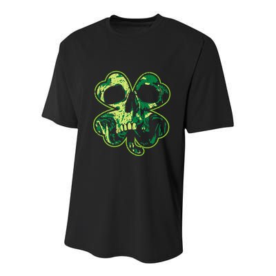 Shamrock Clover Skull Cool Irish St Patricks Day Youth Performance Sprint T-Shirt