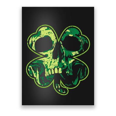 Shamrock Clover Skull Cool Irish St Patricks Day Poster