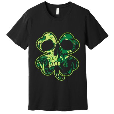 Shamrock Clover Skull Cool Irish St Patricks Day Premium T-Shirt
