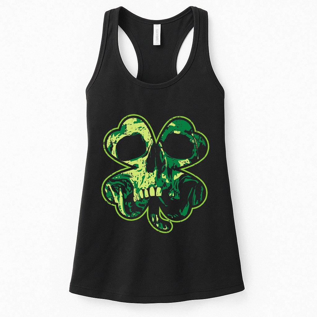 Shamrock Clover Skull Cool Irish St Patricks Day Womens Tank Top