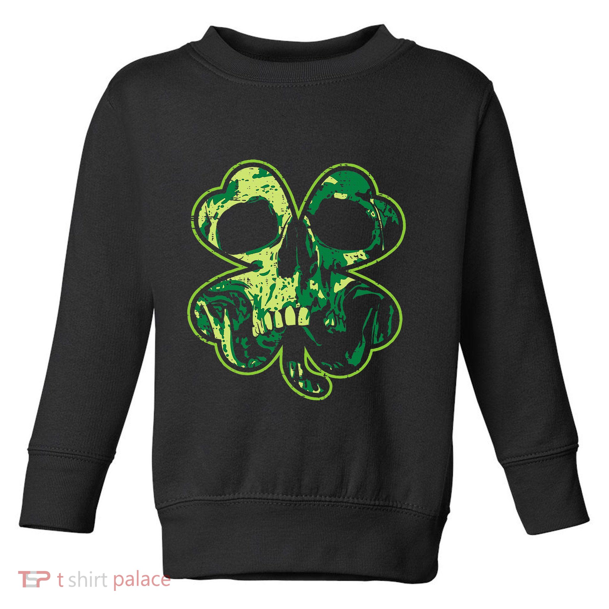 Shamrock Clover Skull Cool Irish St Patricks Day Toddler Sweatshirt