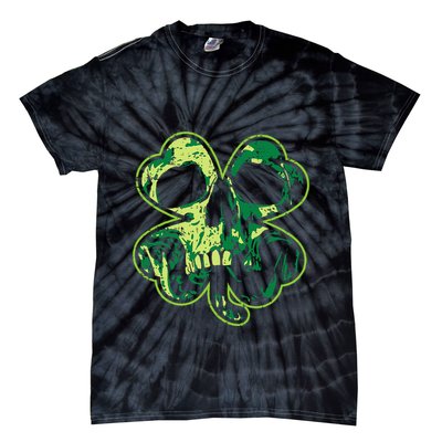 Shamrock Clover Skull Cool Irish St Patricks Day Tie-Dye T-Shirt