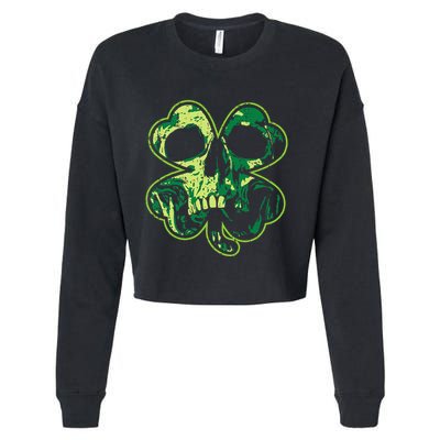 Shamrock Clover Skull Cool Irish St Patricks Day Cropped Pullover Crew