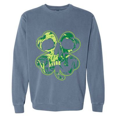 Shamrock Clover Skull Cool Irish St Patricks Day Garment-Dyed Sweatshirt
