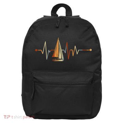 Sea Captain Sail Boat Heartbeat Boat Sailing 16 in Basic Backpack