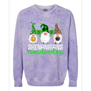 Shenanigans Coordinator St Patricks Day Gnomes Green Proud Colorblast Crewneck Sweatshirt