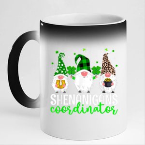 Shenanigans Coordinator St Patricks Day Gnomes Green Proud 11oz Black Color Changing Mug