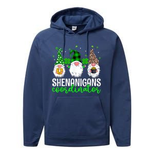 Shenanigans Coordinator St Patricks Day Gnomes Green Proud Performance Fleece Hoodie