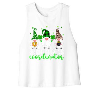 Shenanigans Coordinator St Patricks Day Gnomes Green Proud Women's Racerback Cropped Tank