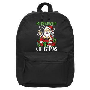 Santa Claus Smoking Weed Marryjuana Christmas 420 16 in Basic Backpack