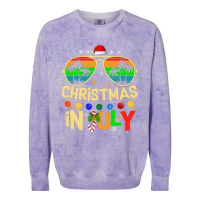 Santa Claus Sunglasses Beach Christmas In July Colorblast Crewneck Sweatshirt