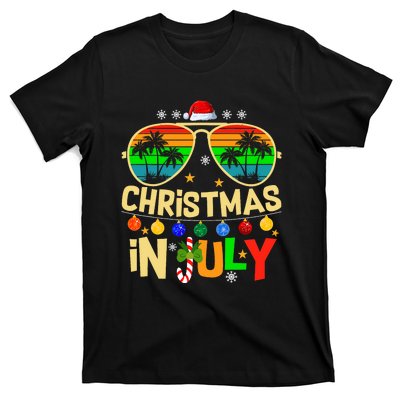 Santa Claus Sunglasses Beach Christmas In July T-Shirt