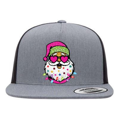 Santa Christams Santa With Sunglasses Flat Bill Trucker Hat