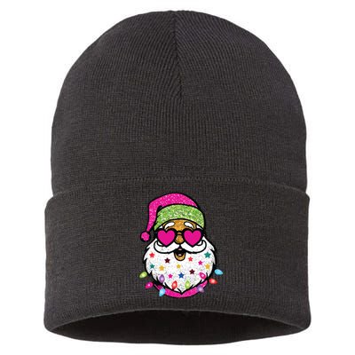 Santa Christams Santa With Sunglasses Sustainable Knit Beanie