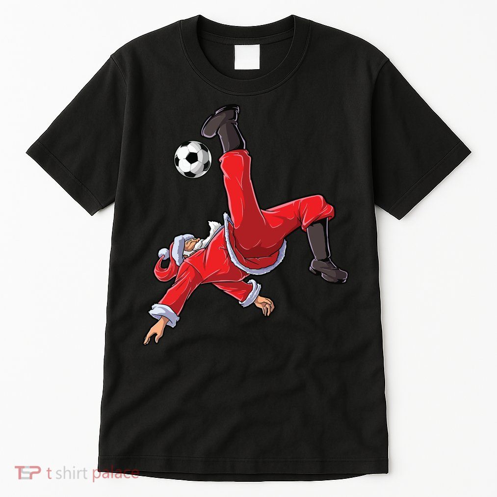 Soccer Christmas Santa Bicycle Kick Xmas Boy Ball Sport Tall T-Shirt