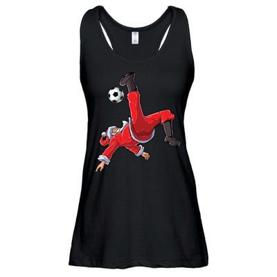 Soccer Christmas Santa Bicycle Kick Xmas Boy Ball Sport Ladies Essential Flowy Tank