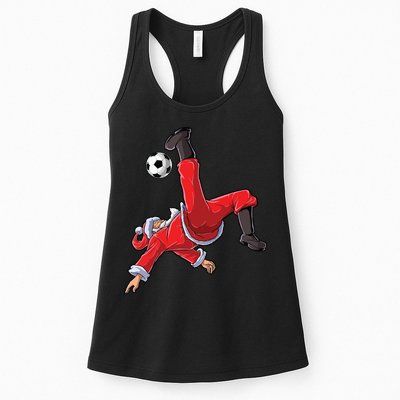 Soccer Christmas Santa Bicycle Kick Xmas Boy Ball Sport Womens Tank Top