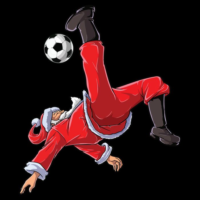 Soccer Christmas Santa Bicycle Kick Xmas Boy Ball Sport Toddler T-Shirt