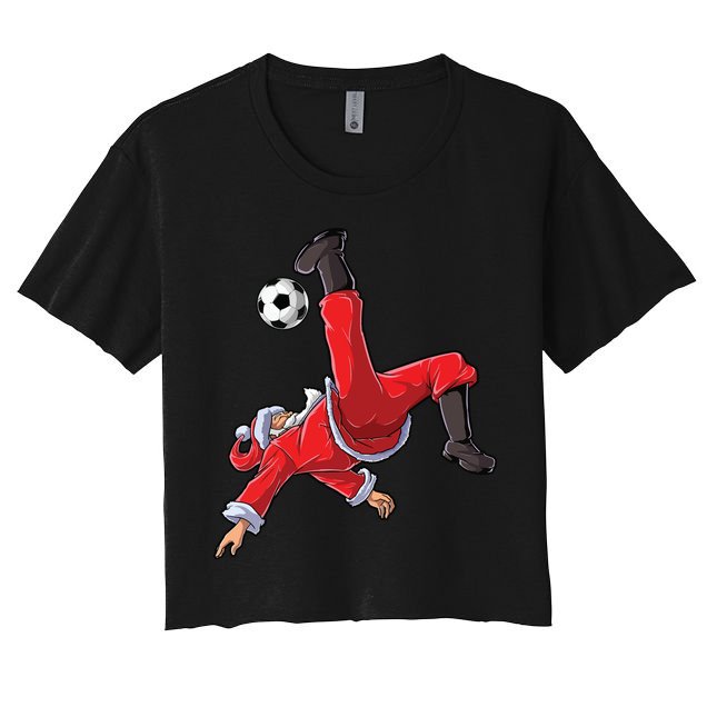 Soccer Christmas Santa Bicycle Kick Xmas Boy Ball Sport Crop Top