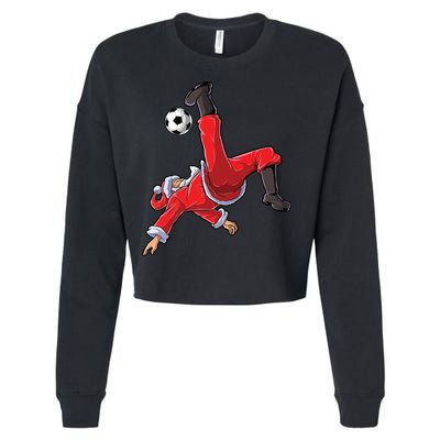 Soccer Christmas Santa Bicycle Kick Xmas Boy Ball Sport Cropped Pullover Crew