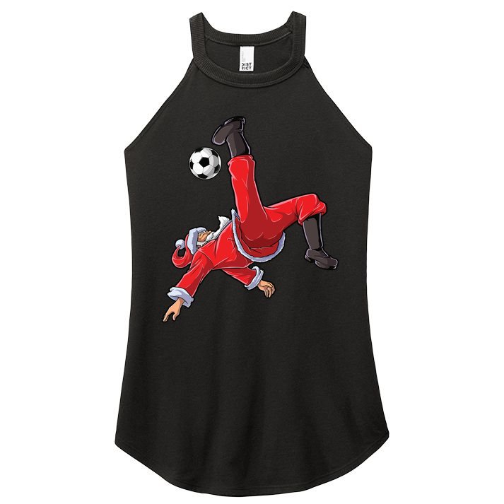 Soccer Christmas Santa Bicycle Kick Xmas Boy Ball Sport Women's Perfect Tri Rocker Tank