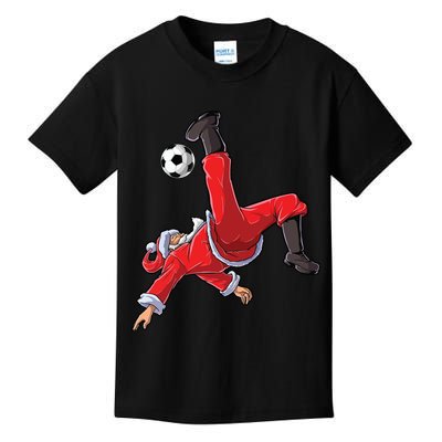 Soccer Christmas Santa Bicycle Kick Xmas Boy Ball Sport Kids T-Shirt