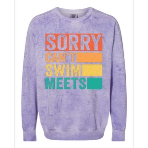 Sorry Can't Swim Meets Funny Retro Swimming Coach Swimmer Colorblast Crewneck Sweatshirt