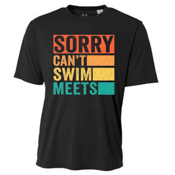 Sorry Can't Swim Meets Funny Retro Swimming Coach Swimmer Cooling Performance Crew T-Shirt