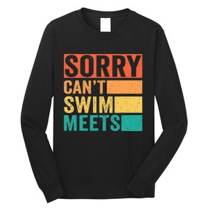 Sorry Can't Swim Meets Funny Retro Swimming Coach Swimmer Long Sleeve Shirt