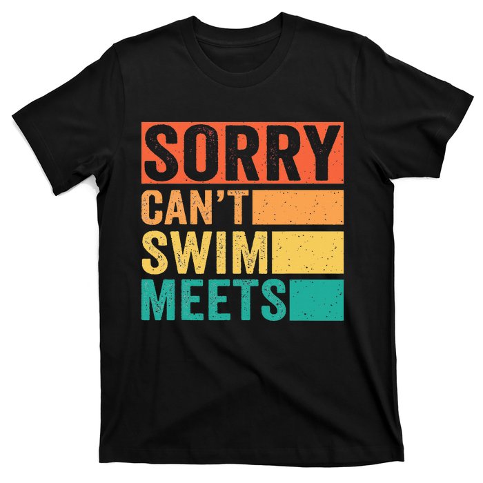 Sorry Can't Swim Meets Funny Retro Swimming Coach Swimmer T-Shirt