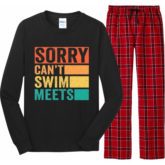 Sorry Can't Swim Meets Funny Retro Swimming Coach Swimmer Long Sleeve Pajama Set