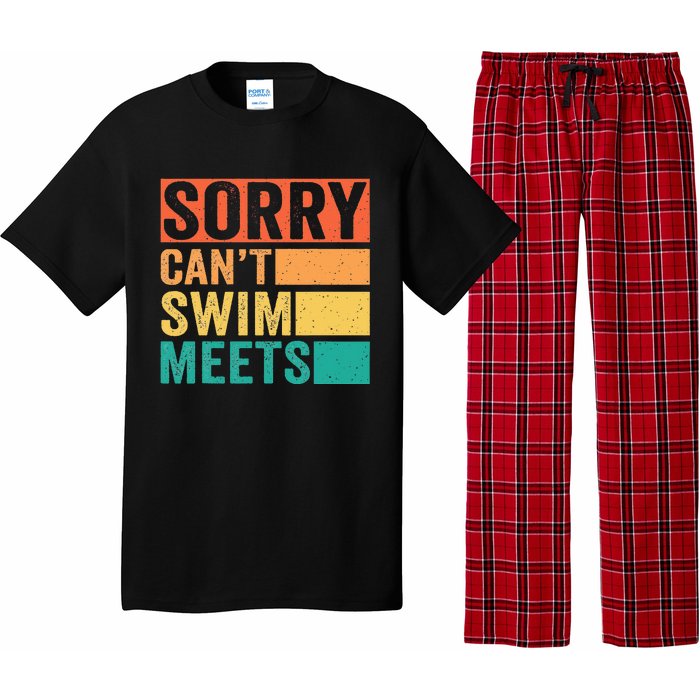 Sorry Can't Swim Meets Funny Retro Swimming Coach Swimmer Pajama Set