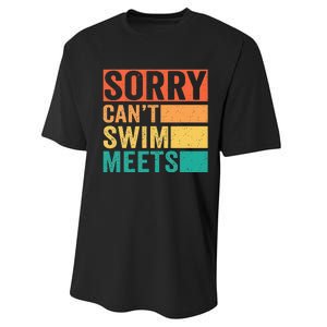 Sorry Can't Swim Meets Funny Retro Swimming Coach Swimmer Performance Sprint T-Shirt