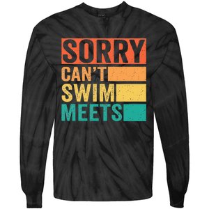 Sorry Can't Swim Meets Funny Retro Swimming Coach Swimmer Tie-Dye Long Sleeve Shirt