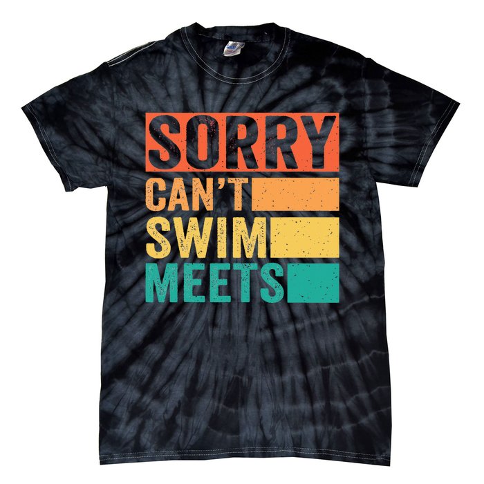 Sorry Can't Swim Meets Funny Retro Swimming Coach Swimmer Tie-Dye T-Shirt