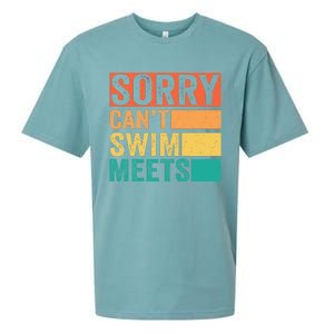 Sorry Can't Swim Meets Funny Retro Swimming Coach Swimmer Sueded Cloud Jersey T-Shirt