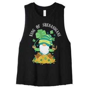 Shenanigans Coordinator St Patrick's Day Gnomes Green Women's Racerback Cropped Tank