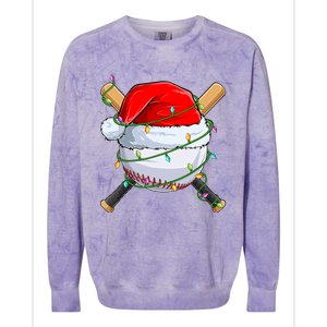 Santa Christmas Sports Christmas Baseball Player Colorblast Crewneck Sweatshirt