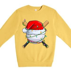 Santa Christmas Sports Christmas Baseball Player Premium Crewneck Sweatshirt