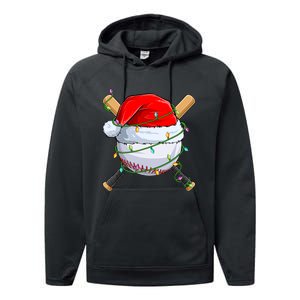 Santa Christmas Sports Christmas Baseball Player Performance Fleece Hoodie