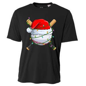 Santa Christmas Sports Christmas Baseball Player Cooling Performance Crew T-Shirt