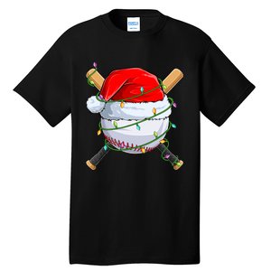 Santa Christmas Sports Christmas Baseball Player Tall T-Shirt