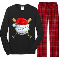 Santa Christmas Sports Christmas Baseball Player Long Sleeve Pajama Set