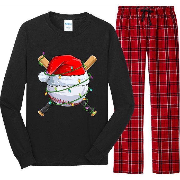 Santa Christmas Sports Christmas Baseball Player Long Sleeve Pajama Set